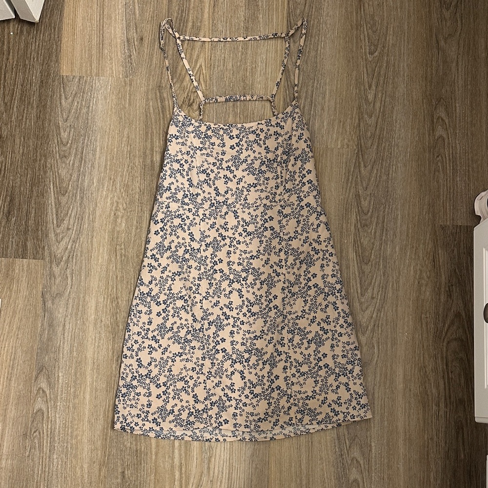 La Hearts Floral Mini Dress in Blue and Cream